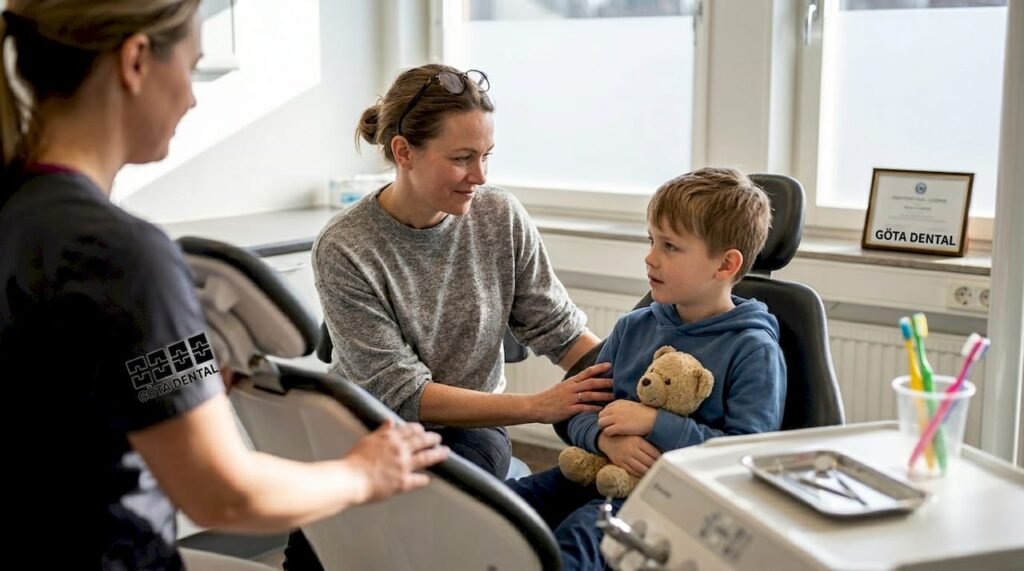 Mother and child at dental checkup appointment