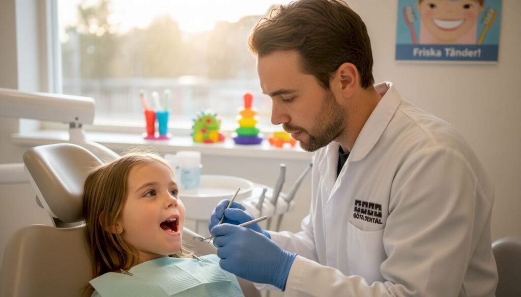 Barn undersöks hos tandläkaren