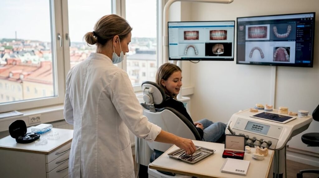 Tandreglerare och patient på en tandklinik i Göteborg