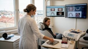 Tandreglerare och patient på en tandklinik i Göteborg