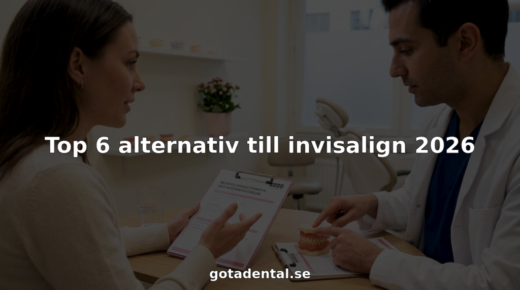 En tandvårdspatient pratar med sin tandläkare om olika alternativ för tandreglering.